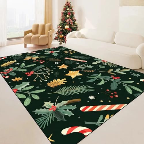 AAFUOO Tappeti di Natale per soggiorno Tappeti verdi per camera da letto Ingresso Tappeti morbidi Tappeti decorativi per cameretta Decorazioni per le feste 240 * 300cm(95×118in)