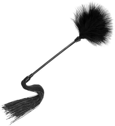 Ieron Black Simulation Feather Soft Brush Silicone Riding Whip Soft Simulation Feather Tickler Feather Cleaning Duster Couple Couple Role Playing Props (Black)
