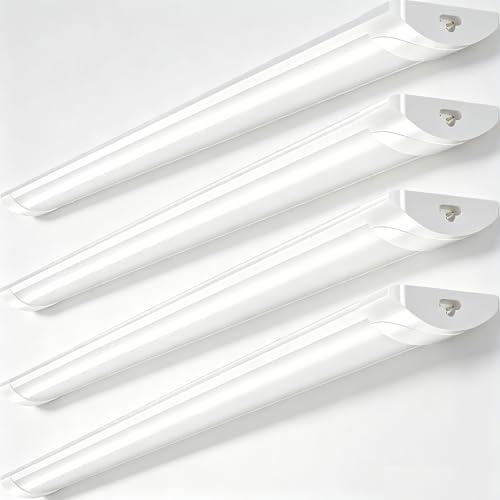 Lightasea 40W LED Batten Light 6500K Daylight, 4FT 115cm Linkable LED Garage Lighting, 4000LM Super Bright LEDs Fluorescent Lights with 20cm Power Cord for Garage Workshop Office