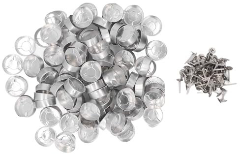 100 Vasos de Aluminio para Velas de té, Vasos de Metal para Velas de té con 100 Mechas para Velas, Tarros de Velas Vacíos, Recipientes para Velas para Amantes de las Velas