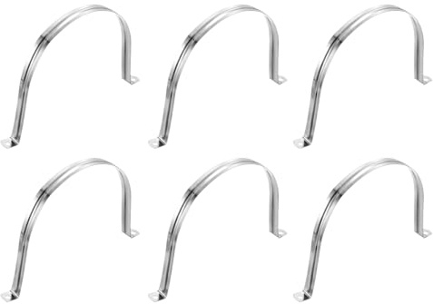 sourcing map 6 Stück starre Rohrbänder, 150 mm, 201 Edelstahl, 2 Löcher, U-förmige Halterung, Rohraufhänger, Rohrschellen zur Befestigung von Rohrkabeln