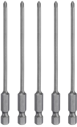 QUARKZMAN 5pcs Embout de tournevis cruciforme Phillips #1 PH1 Tige hexagonale 1/4 4 (100mm) Long en acier S2 magnétique de qualité industrielle pour visseuse électrique 0,118 (3mm) Tige