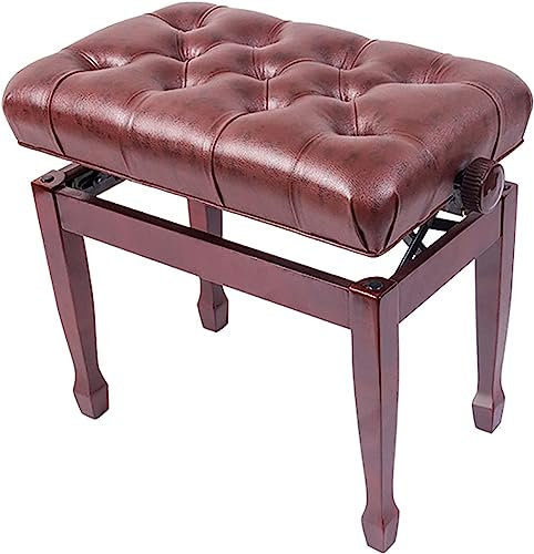 Klavierhocker für Familienbankette, Frisiertischhocker, Klavierbank, höhenverstellbar, mit dickem und weichem PU-Leder gepolstert, 55 x 34 x 47–57 cm, perfekt für den privaten und professionellen