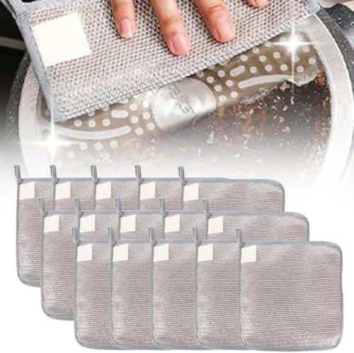 Trapos de alambre multiusos para lavavajillas, dos capas de paño de limpieza de alambre reutilizable para húmedo y seco, paño de alambre antiarañazos para platos de cocina del hogar, fregaderos, paño