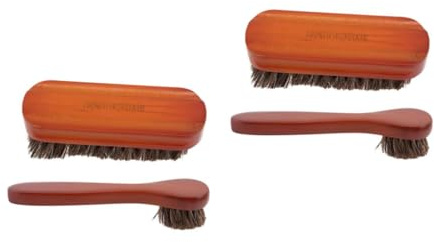 WOFASHPURET 2 Set Di Legno Pulitore Per Scarpe Spazzola Per Lucidare Le Scarpe Spazzola Per La Cura Delle Calzature Scarpa Pulita Crine Di Cavallo Rosso 2 Pezzi * 2
