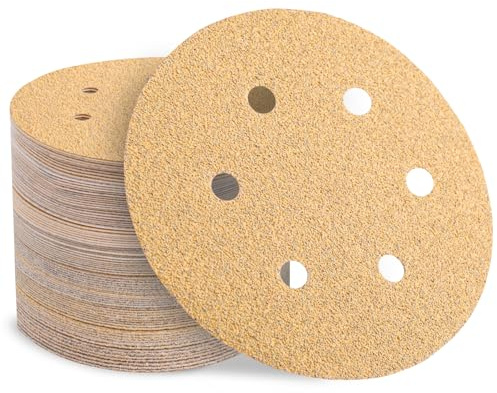 Sztaoip Dischi Abrasivi 150mm, 90 Pezzi Carta Vetrata Grana P60 P100 P150 P240 P320 P400 Carta Abrasiva 6 Fori Ideale per Levigatura Lucidatura Spolveratura