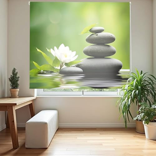 Blindecor Digital | Translucent Printed Roller Blind | Zen Family | Z-Pond Model | 110 x 180 cm (W x H) Fabric Size 106 x 175 cm | Window Blinds