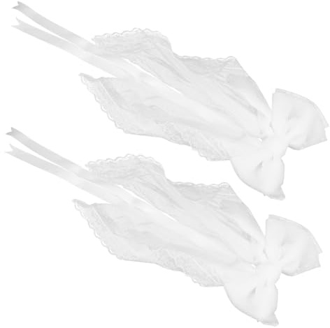 MOTHNUR 2 Piezas Alzapaños de Cortina Decorativos con Lazo de Encaje Sujetadores para Cortinas Finas y Visillos Accesorios para Boda y Decoración Hogar Blanco Pequeño