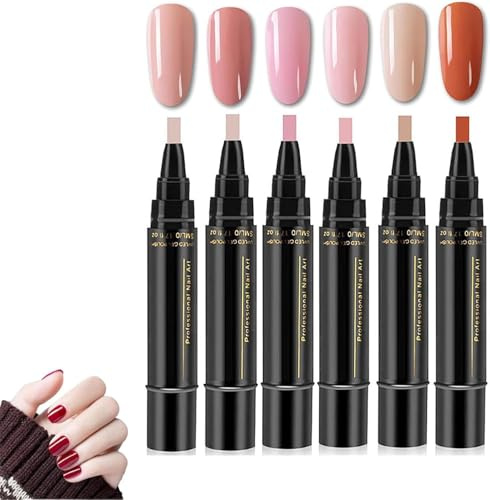 Stylo Vernis à Ongles 6 Couleurs, Nail Pen, Stylos Vernis à Séchage Rapide, Verni à Ongles Sans UV, Accessoires De Peinture Pour Manucure Professionnelle (5)