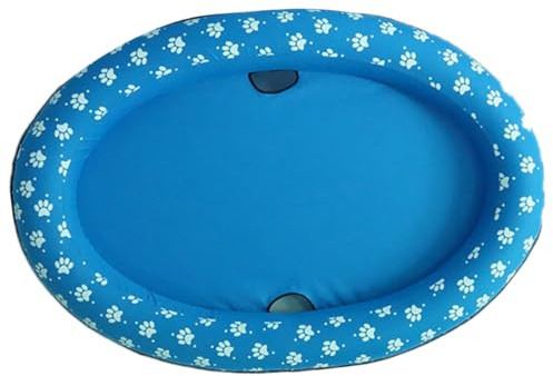 YARNOW Piscina Inflable Plegable para Mascotas Flotador Acuático Portátil para Perros y Gatos Alfombra Sensorial de Agua para Refrescar Verano y Fácil de Almacenar Color Azul