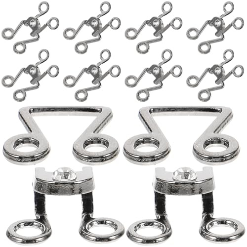 JECOMPRIS Lot de 10 Crochets Invisibles Métalliques pour Couture, Fixation de Vêtements, Kit de Boutons de Chemise, Couleur Gunmetal, pour Pantalons, Soutiens-gorge et Robes, Accessoires