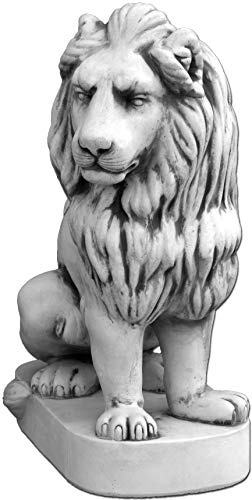 gartendekoparadies.de Löwen Statuen aus Steinguss, H. 95 cm, 230 kg, Grau, Frostsicher für Außenbereich (Löwe Rechts)