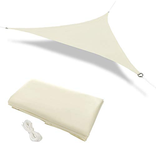 Warooma Sonnensegel, 2,4 m x 2,4 m x 2,4 m, mit Seil, Dreieck, Sand, UV-beständig, kommerzielle Qualität, wasserdicht, für Außenanlagen und Aktivitäten