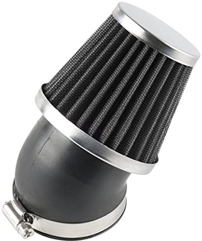 Evermotor Universal 45 Grad Biegung Doppelschicht Stahl Filter Luftfilter 48mm 49mm 50mm für Motorrad Scooter ATV Moped Schwarz