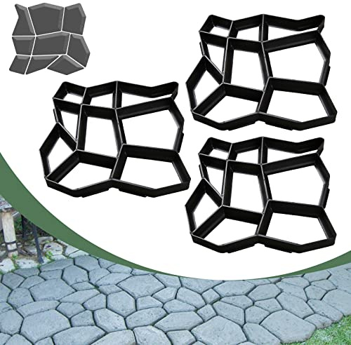 Lospitch 3x Pflasterform Schalungsform Betonform D.I.Y. Pflaster Gehweg Gartenweg Schablone Pflasterstein Pflasterform, 43 x 43x 4cm, schwarz wiederverwendbar
