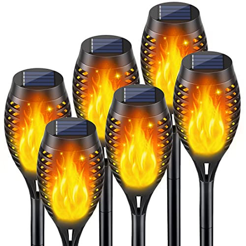6 lampade solari per esterni da giardino, torce solari per esterni, tremolanti, luci solari per esterni, luci solari da giardino per esterni, decorazione da giardino e esterni