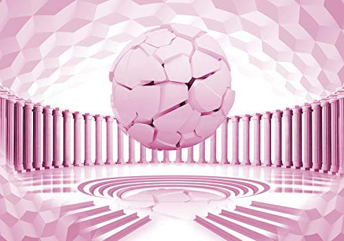 wandmotiv24 Fototapete 3D Ball Rosa, 200 x 140cm - selbstklebende Strukturtapete, Wanddeko, Wandbild, Wandtapete, Raumerweiterung, Säulen, Abstrakt M1893