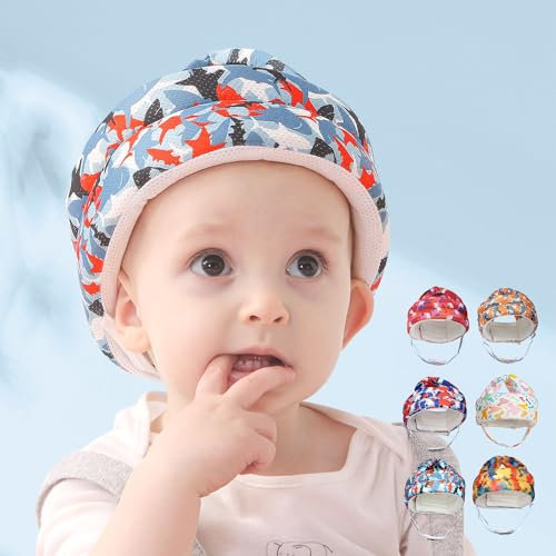 Fettwal Baby Kopfschutz, Kopfschutz Baby Helm Baby, 360°Anti-Kollision Baby Helm Schutzhelm, Baby Head Protector, Verstellbarer Babyhelm, für Babys im Alter von 0.5 bis 3 Jahren, Süßer Hai