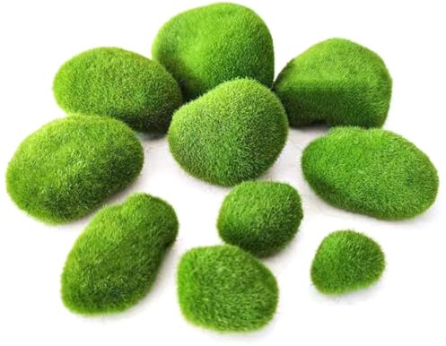 hifrom Set di 10 pietre di muschio artificiali, muschio verde, per composizioni floreali, giardini fate, terrari, artigianato, decorazioni floreali