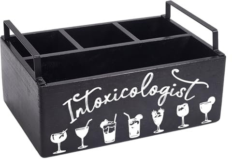 CREATCABIN Organizzatore per Stazione del caffè in Legno per Accessori da Bar con Maniglia in Stile Rustico con Porta Cialde K-Cup Contenitore per Bar da Banco per Amanti del caffè da 28.7x11cm