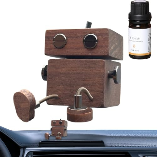 Parfymdiffusor för bil, träfigur med rörliga fötter för billuftrenare | automatisk luktborttagare med aromaterapi och parfym för män och