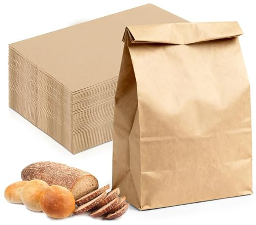 100 Stück Papiertüten Braun, 21x12x7cm, Geschenktüten Tüten Papier Klein | Kraftpapiertüten für DIY-Süßigkeiten, Brot, Geschenke, Adventskalender, Geburtstagspartys, Hochzeiten und Gastgeschenke