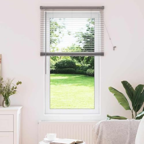 INLIFE Fensterjalousie mit Vorhängen Manuell Silber Aluminium,Heim & Garten,Dekoration,Fensterdrapierung,Jalousien & Rollos,Silber,1.04 KG,42005892