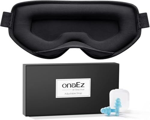 Sovmask för män och kvinnor, 2025 förbättrad lätt 3D sömnmask, väger bara 30 g, mjukt issilke, total ljusblockerande ögonmask med hörlurar för resor, tupplurar, svart