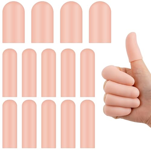 Leikedun 14 Protectores de Silicona para Dedos en Dos Tamaños, Protección para Dedos y Pulgar, Alivio para Eccema de Manos y Artritis, Ideal para Trabajo, Arte, Jardinería y Deportes