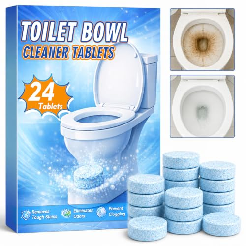 Toilet Cleaner Tablets, Powerful Toilet Limescale Remover, Deodorizes & Limescale Prevention, 24-Pieces for 1 Year Supply, Safe for Septic Tanks