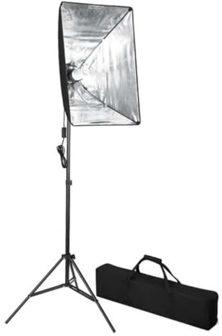 LoogCape Professionell studiobelysning 60 x 40 cm, softbox, dimbar med höjdjusterbart aluminiumstativ för produkt- och porträttfotografering, hemmastudio, vlog, streaming, inklusive bärväska