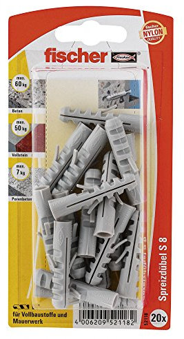 Fischer Spreizdübel S 8 GK SB-Karte, Inhalt: 20 x Dübel, 052118