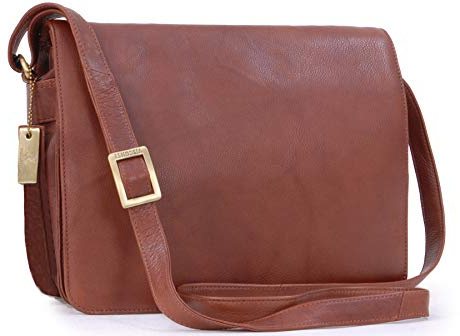 VISCONTI - Sac Bandoulière Femme Cuir - Sac à Main Travail Moyen Avec Rabat - Bandoulière Réglable - 754 Tess