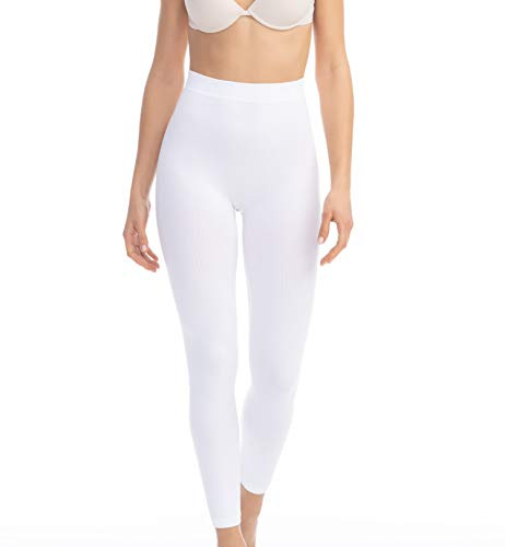 FarmaCell 133 (Weiss, M/L) Anti-Cellulite Leggings Damen mit Mikromassage, Hoher Bund, Made in Italy