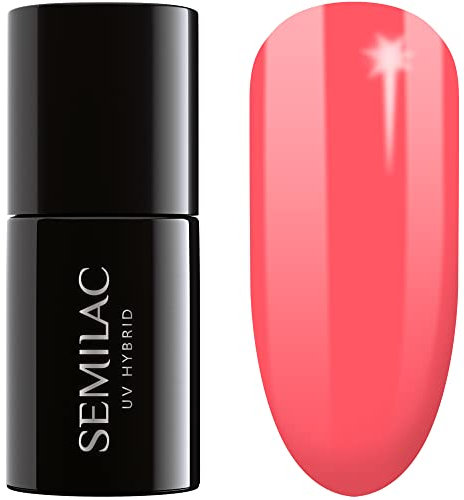 SEMILAC Gel Nail Polish 006 Classic Coral - Full Coverage Gel Polish - Soak Off Easy To Use LED/UV Nail Lamp - Long Lasting Manicure and Pedicure up to 3 weeks