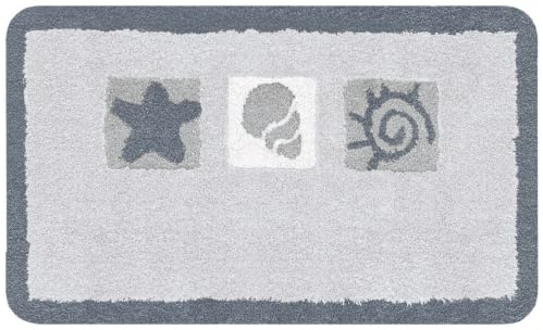 Kleine Wolke Badteppich Beach Auster 70 x 120 cm | OEKO-TEX zertifiziert, rutschhemmende Unterseite, für Fußbodenheizung, maschinenwaschbar, 100% Polyacryl