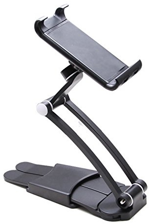 System-S Universal Tischständer Tablethalter Halterung Halter verstellbar Kochbuchständer Kochbuchhalter für Smartphone Phablet und Tablet in Schwarz