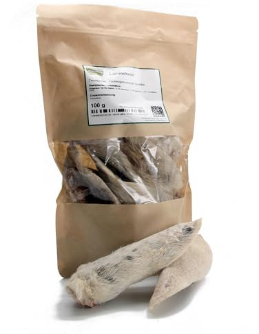 Masterfeed Trockenbarf Lammohren mit Fell, gefriergetrocknete Qualität, Barf Leckerli für Hunde, 150 g