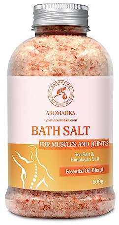 Gelenke & Muskeln Badesalz 600 g - Meersalz und Himalayasalz - mit Ätherischen Ölen Lavendel & Salbei & Rosmarin - Natürliches Badesalz mit Himalaya-Rosa Salz - Aromatherapie Badewanne - Körperpflege