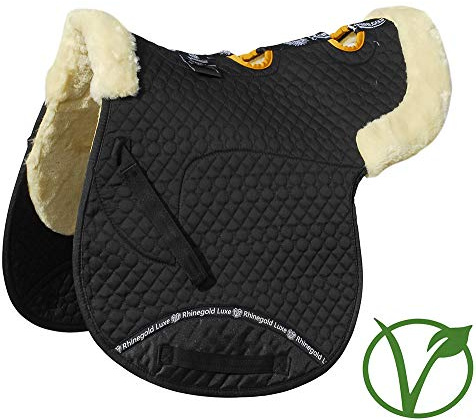 Rhinegold Luxe Fourrure ventilée Numnah, Mixte, Noir/Naturel, Poney