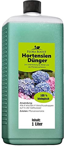 Flora Boost Hortensien Dünger Flora Boost 1000ml I Für bis zu 200L Gießwasser I Blumendünger für alle Hortensien Arten I Flüssiger Blatt- & Wurzeldünger I 100% natürlicher Pflanzendünger