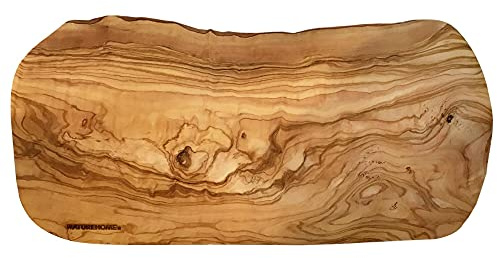 NATUREHOME Panel de Árbol Madera de Olivo Oval S,M,L,XL Rústico Rindenbrett en Diferentes Tamaños - 50 cm