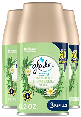 Glade Automatic Spray Refill, Air Freshener for Home and Bathroom, Bamboo & Waterlily Bliss, 6.2 Oz, 3 Count