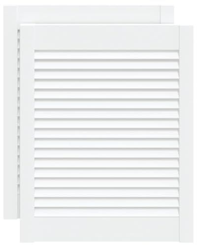 vidaXL Portes d'Armoire à Persiennes 2 pcs, Portes de Placard à Chaussures, Panneaux de Radiateur, Décoration d'Intérieur, Blanc Bois de Pin Massif