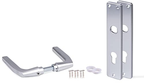 Alberts 215668 Türdrücker | für Einsteckschlösser | Aluminium, silberfarbig eloxiert | 220 x 40 mm
