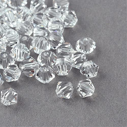 Preciosa Lot de 40 perles tchèques, en cristal de Bohême, 4 mm, double cône, en verre taillé, bicône, cristal