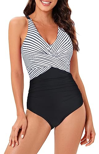 PONCEAU Damen Badeanzug Sport Bademode Damen Bauchweg Einteiliger Badeanzug Sexy Push Up Badeanzüge Damen Swim Suit Bikini