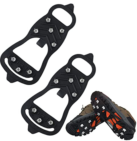 1 Paire de Pointes, Pointes antidérapantes universelles, Couvre-Chaussures à Griffes à Neige avec 8 Clous en Acier, équipement d'alpinisme en Silicone, adapté aux Jours de Neige. (M)
