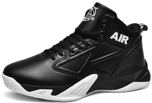 Uhclrr High Top Basketball Schuhe Herren Basketball Schuhe Mode Laufschuhe(48 EU, Black)