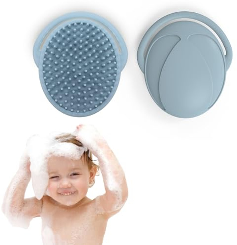 ZKSXOA Baby Bath Brush, Silicone Massage Brush, Soft Brush Helps to Massage Away Cradle Cap - Blue
